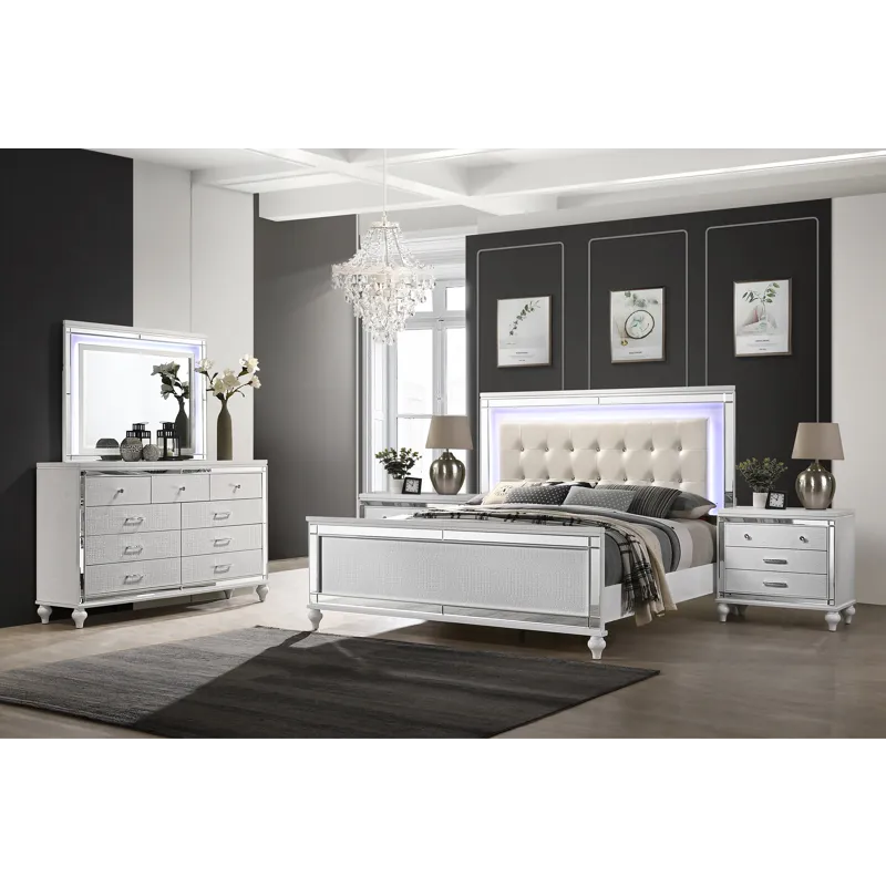 Valentino White 6/0 Wk 5pcs B/Dresser/Mirror/2 Nightstands