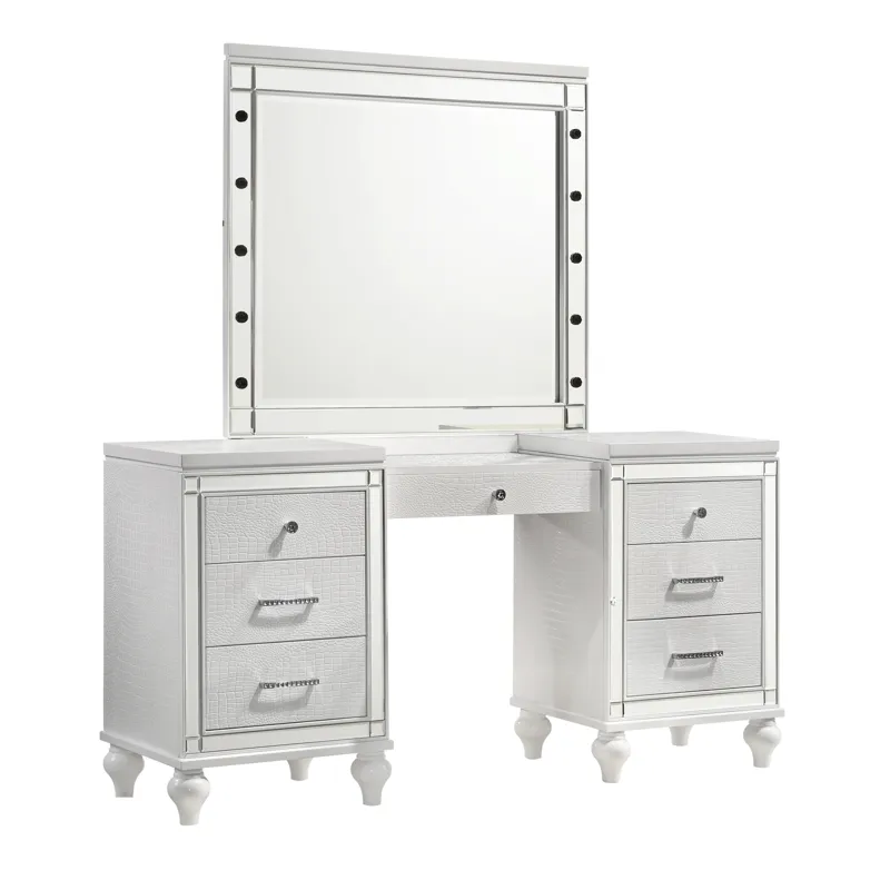 Valentino Vanity Table & Mirror White