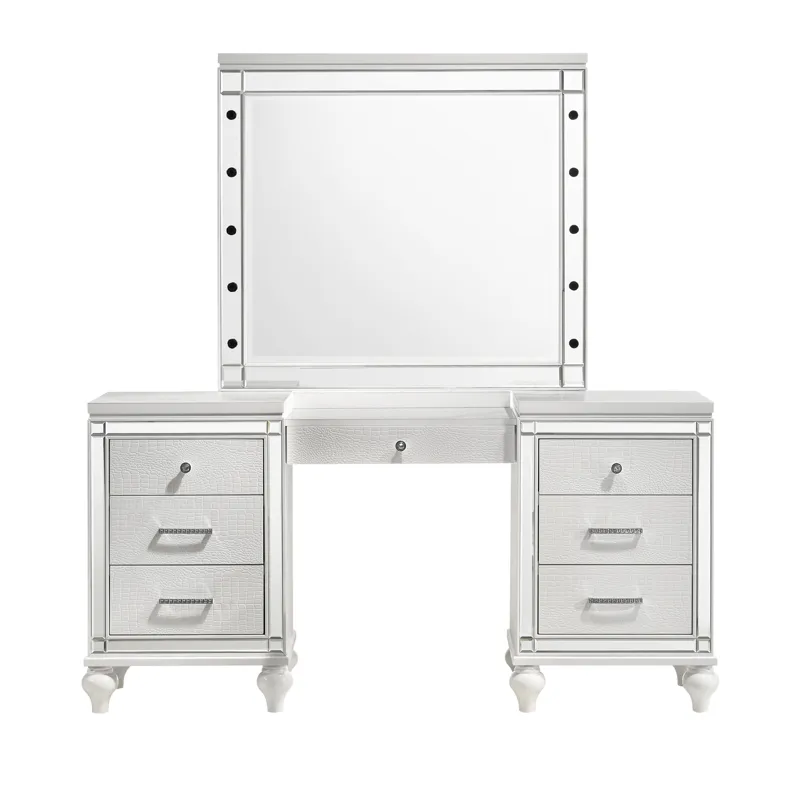 Valentino Vanity Table & Mirror White