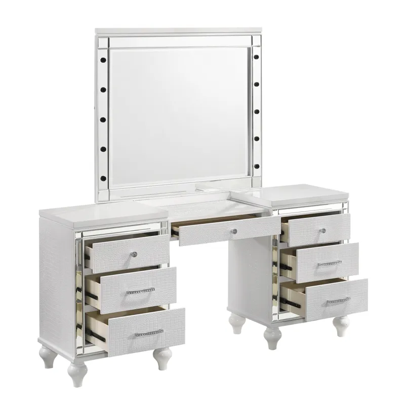Valentino Vanity Table, Mirror & Stool White