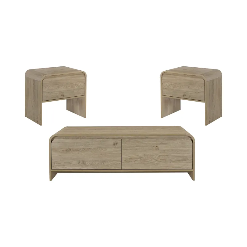Mara 3pcs Cocktail Table & 2 End Tables Natural