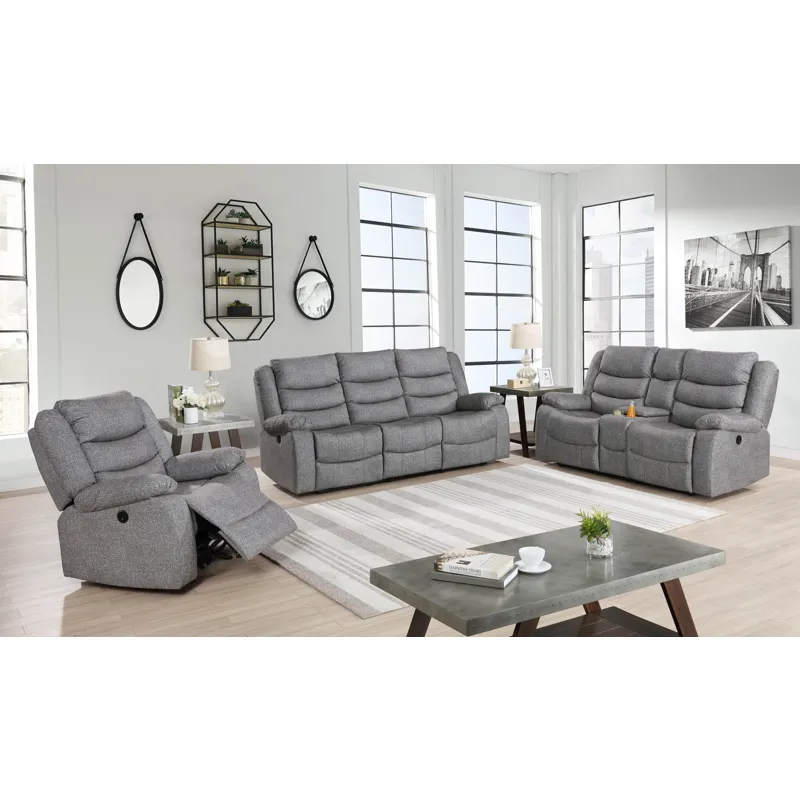 Granada Dual Recliner Sofa W/Power Footrest Gray
