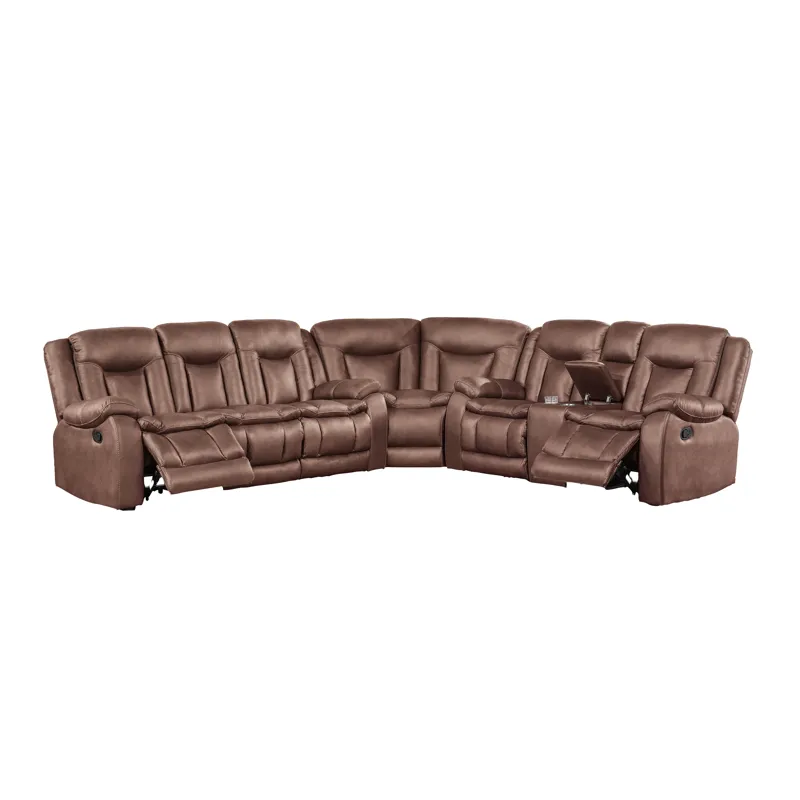 Morello 3 PC Manual Sofa/Love/Wedge Brown