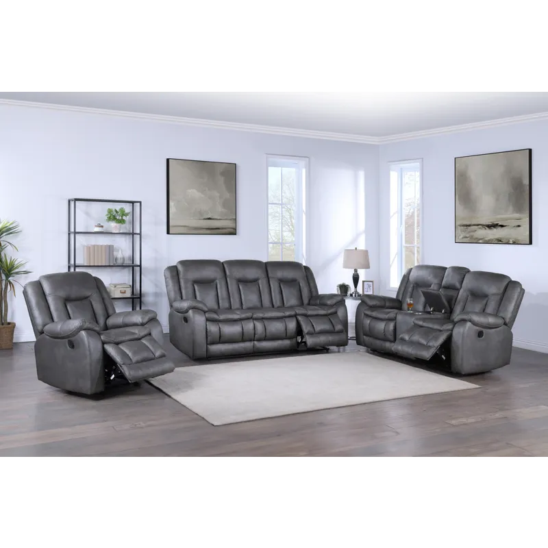 Morello Manual 3pc Sofa Love, Rec Gray