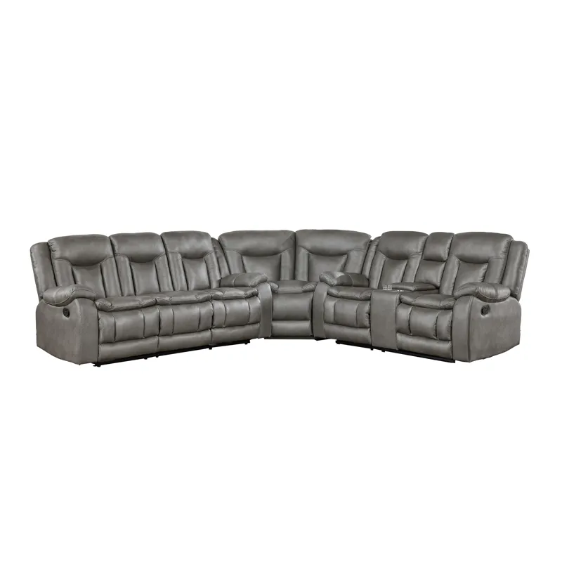 Morello 3 PC Manual Sofa/Love/Wedge Gray