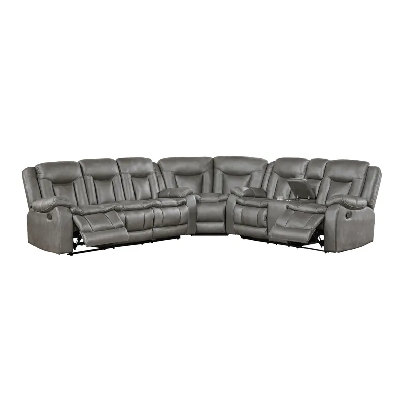 Morello 3 PC Manual Sofa/Love/Wedge Gray
