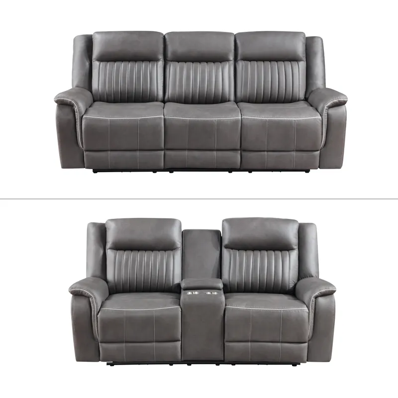 Enzo 2 PC Manual Sofa & Love-Gray