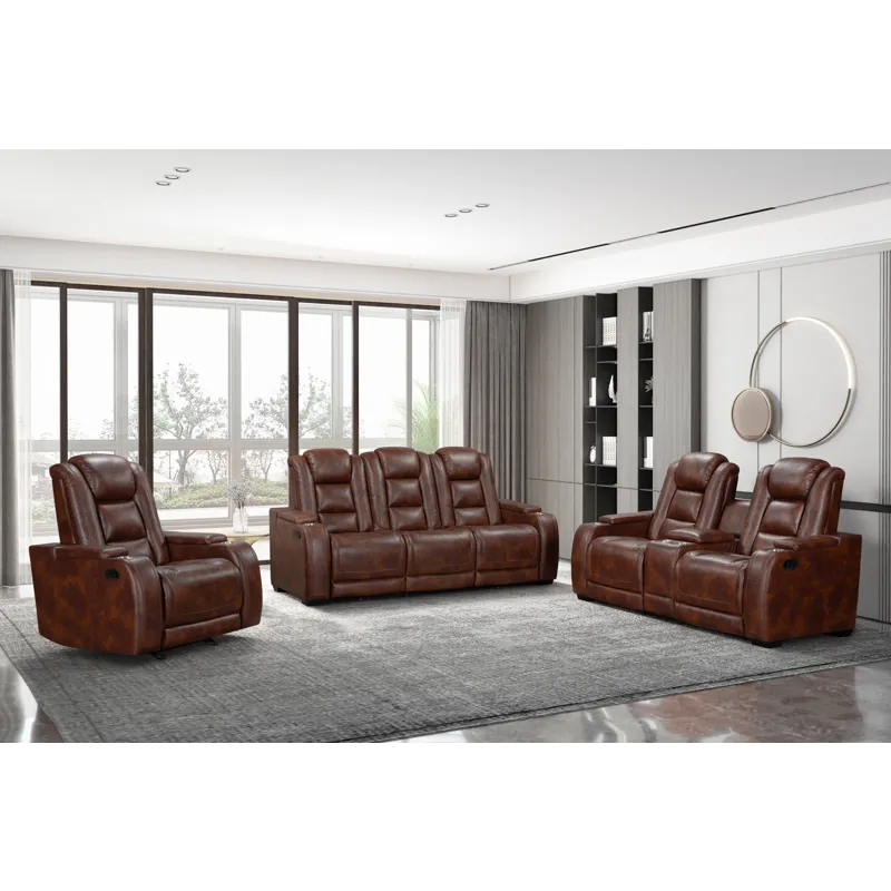 Chester 3 PCS Manual Sofa/Love/Recliner Brown