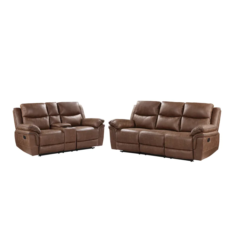 Ryland Manual 2pc Sofa/Love Brown