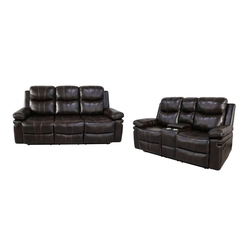 Kellen Manual 2pc Sofa Love Brown
