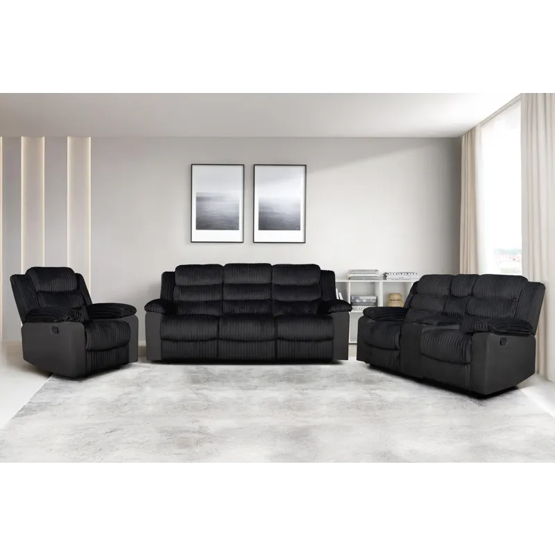 Willow 3pcs Sofa/Love/Recliner Black