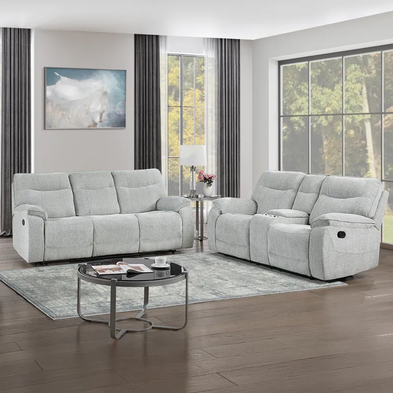 Chablis Manual 2pcs Sofa/Love Mist Gray