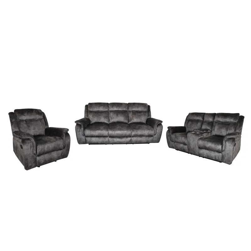 Park City Manual 3pc Sofa Love, Rec Slate