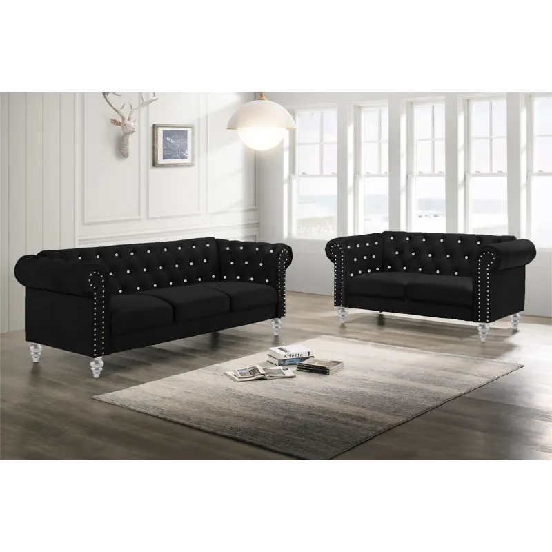 Emma Crystal Sofa Love Black