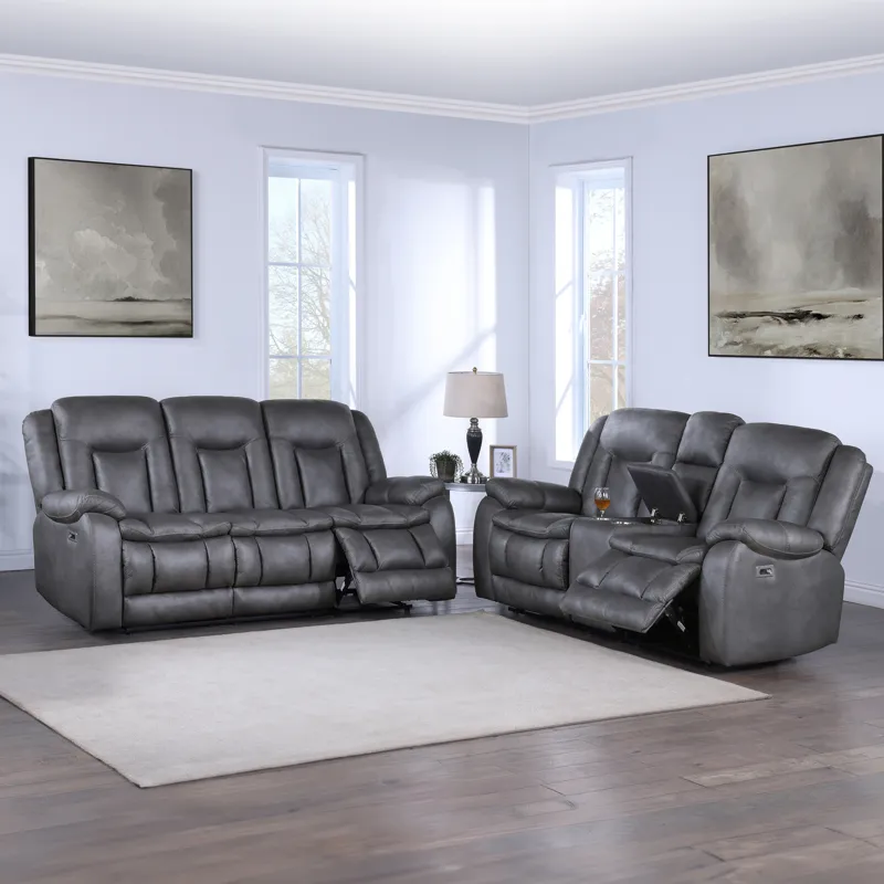 Morello P1 2pcs Power Footrest Sofa/Love Gray