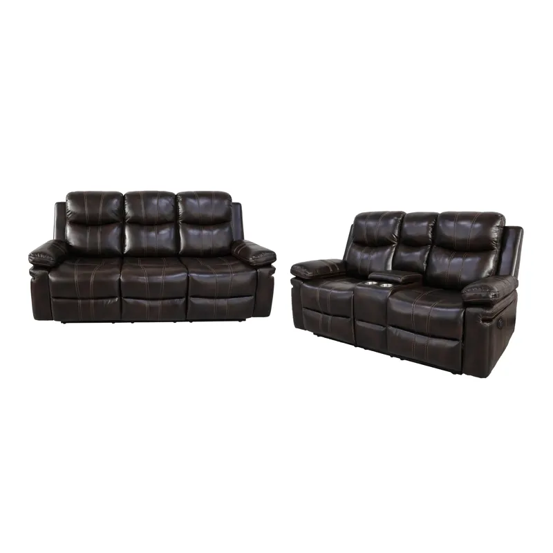 Kellen P1 2pcs Sofa/Love Power Footrest Brown