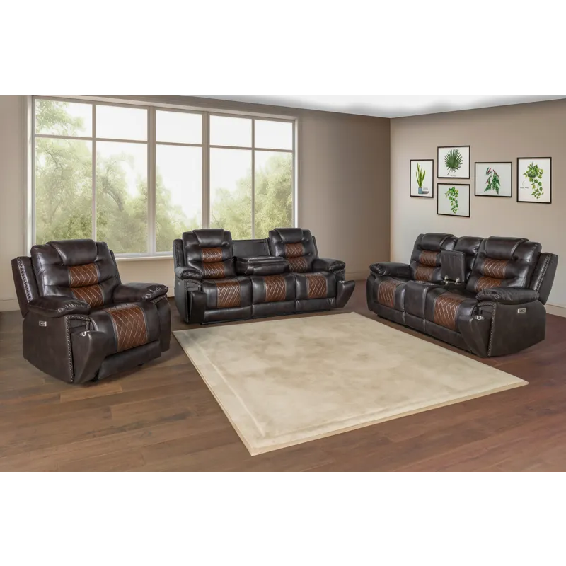 Nikko Power P1 3pc Sofa Love, Rec Brown
