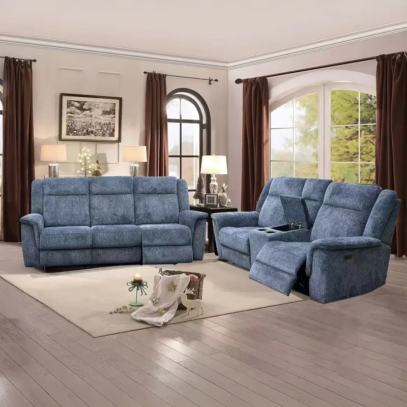 Moline 2pcs P1 Power Sofa/Love-Blue