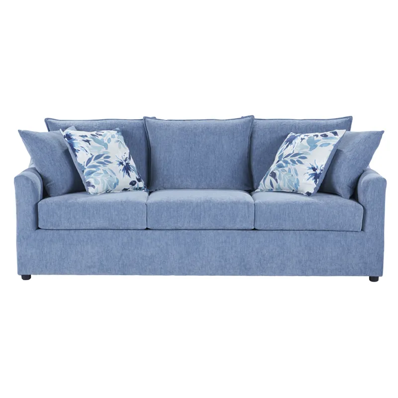 Sylvie 2 PC Sofa-Blue & Swivel Chair Blue And White Print