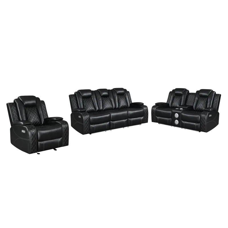 Orion II Power P2 3pcs Sofa/Love/Chair Black