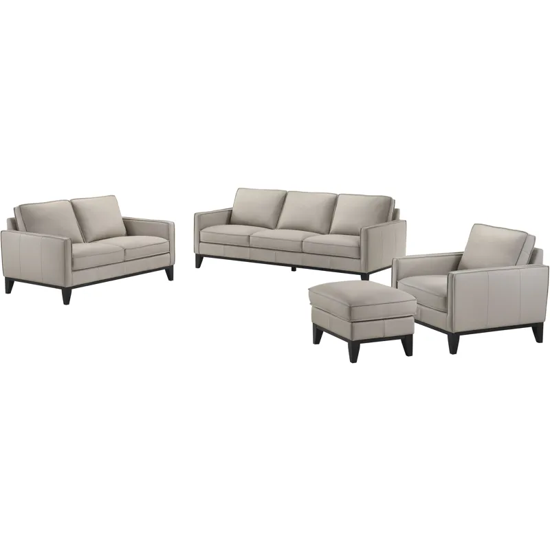 Aaron 3 PCS Leather Manual Sofa/Love/Chair Mist Gray