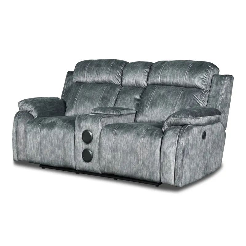 Tango Console Loveseat W/Speaker & Power Footrest-Shadow