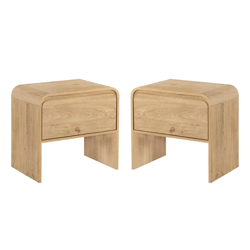 Mara 2pcs One Drawer End Table Bedside Table-Natural