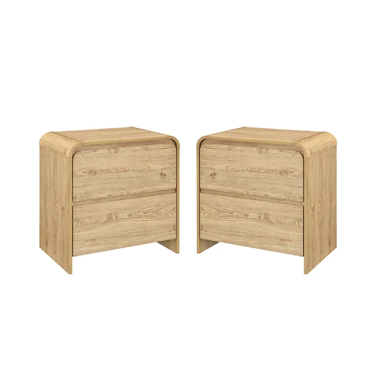 Mara 2pcs Two Drawer End Table Bedside Table-Natural