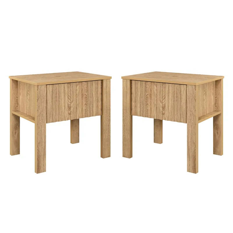 Thayer 2pcs One Drawer End Table Bedside Table-Natural