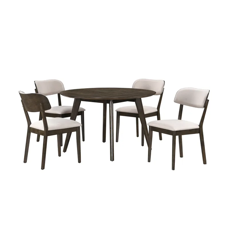 Rex 48\" Round Dining Table And 4 Open Back Chairs