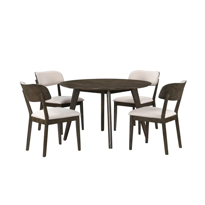Rex 48\" Round Dining Table And 4 Open Back Chairs