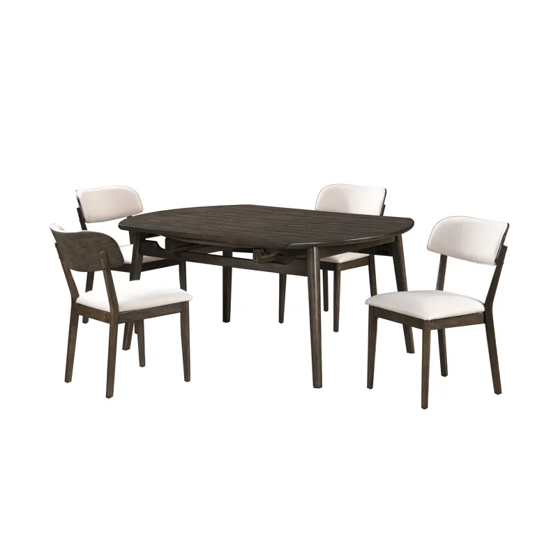 Rex-65\" Round Dining Table With Leaves And 4 Chairs