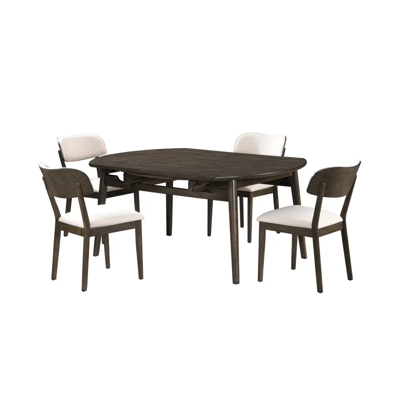 Rex-65\" Round Dining Table With Leaves And 4 Chairs