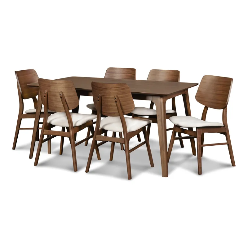 Oscar Rectangle Table And 6 Chairs-Walnut/Natural Cushions