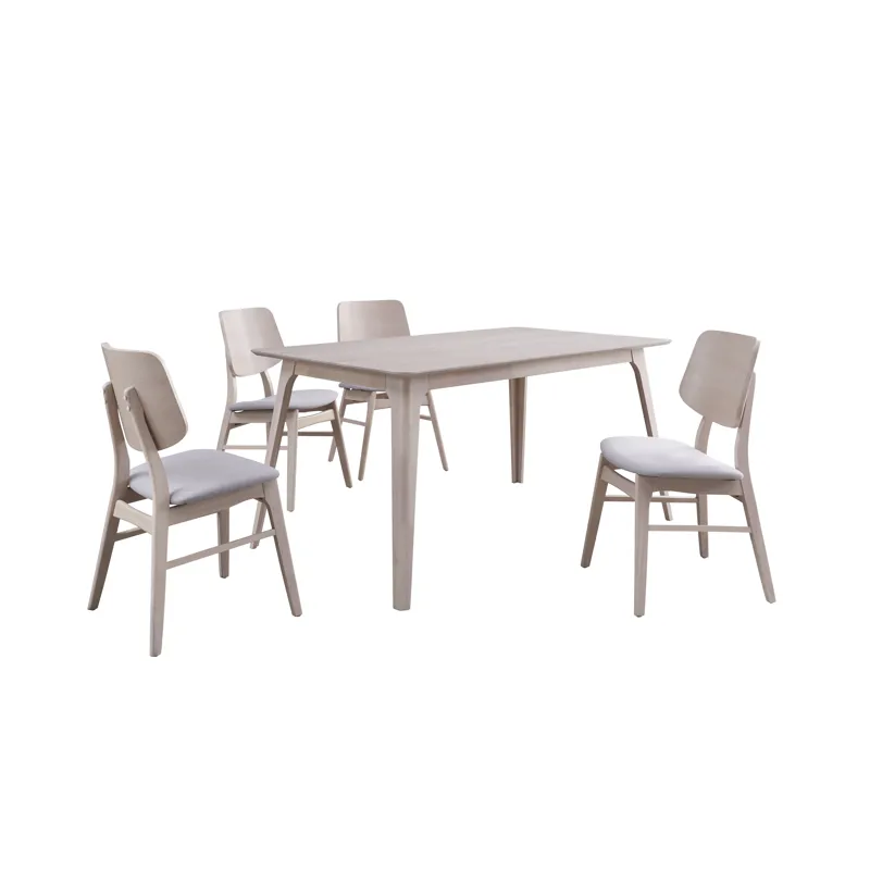 Oscar Rectangle Table And 4 Chairs-White Ash