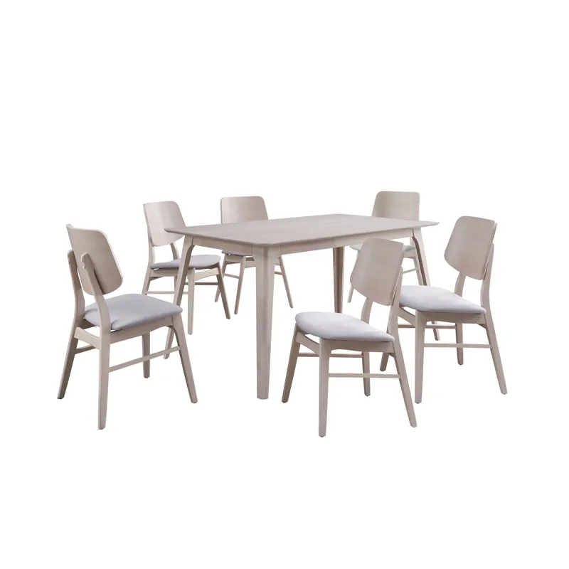 Oscar Rectangle Table And 6 Chairs-White Ash