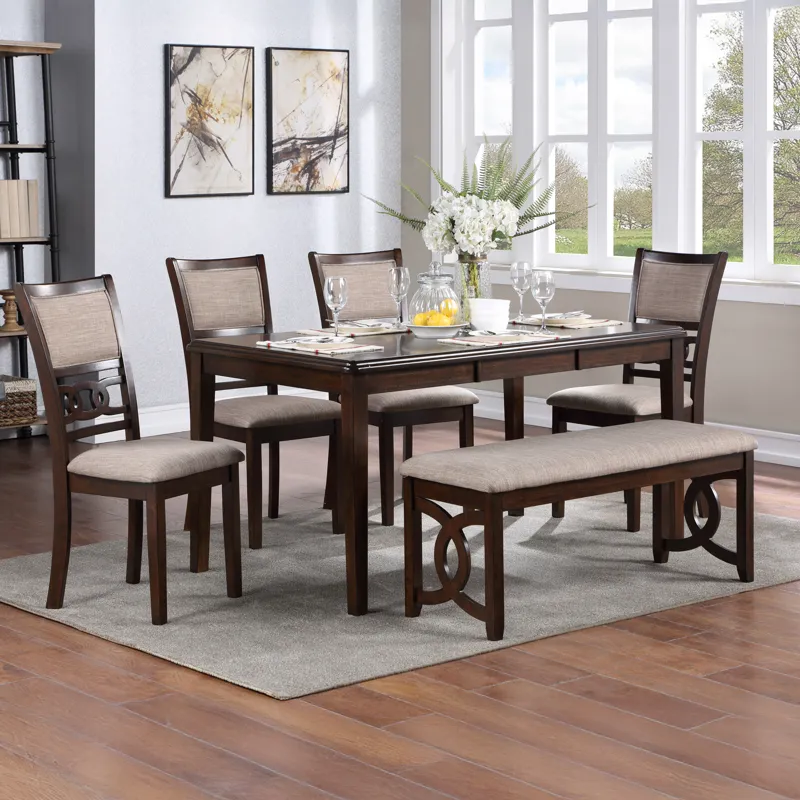 Gia 6 PC Dining Table, 4 Chairs & Bench-Cherry