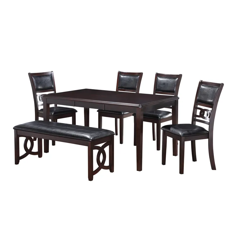Gia 6 PC Dining Table, 4 Chairs & Bench-Ebony