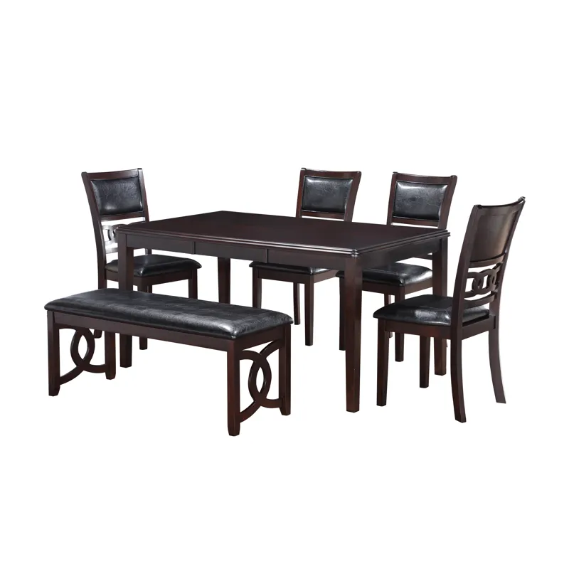 Gia 6 PC Dining Table, 4 Chairs & Bench-Ebony