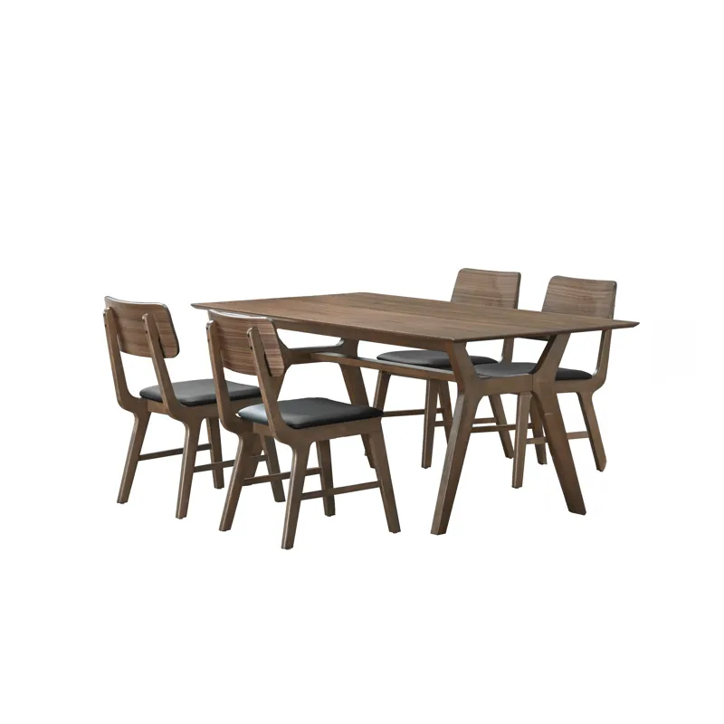 Thea 70\" Rectangular Dining Table W 4 Black Chairs