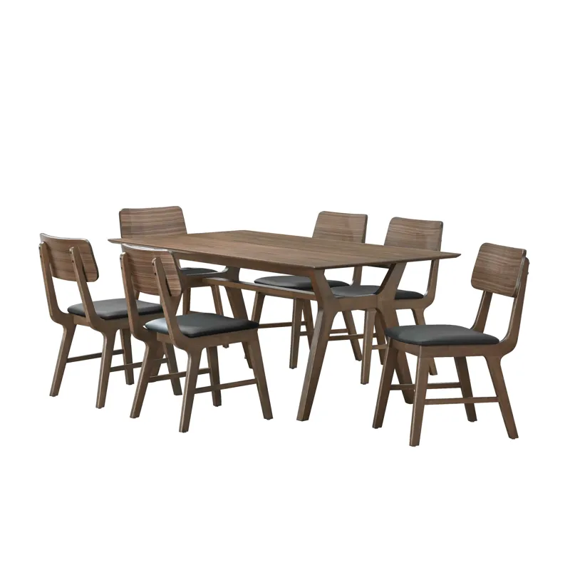Thea 70\" Rectangular Dining Table W 6 Black Chairs
