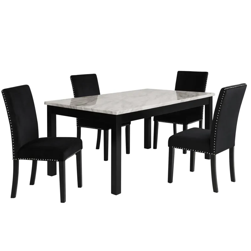 Celeste 64\" Dining Table W 4 Black Chairs