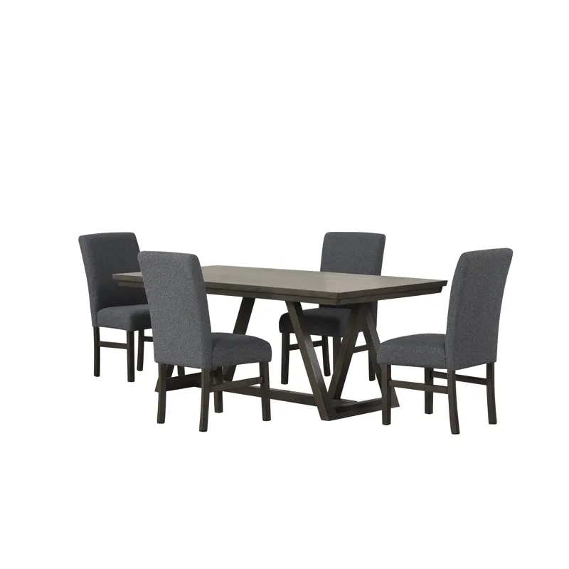 High Line Dining Table And 4 Gray Chairs