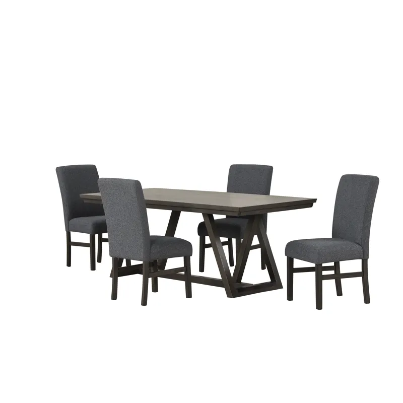 High Line Dining Table And 4 Gray Chairs