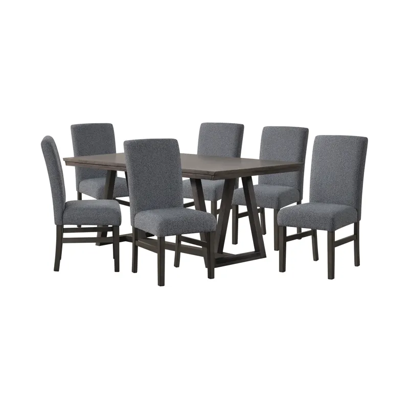 High Line Dining Table And 6 Gray Chairs