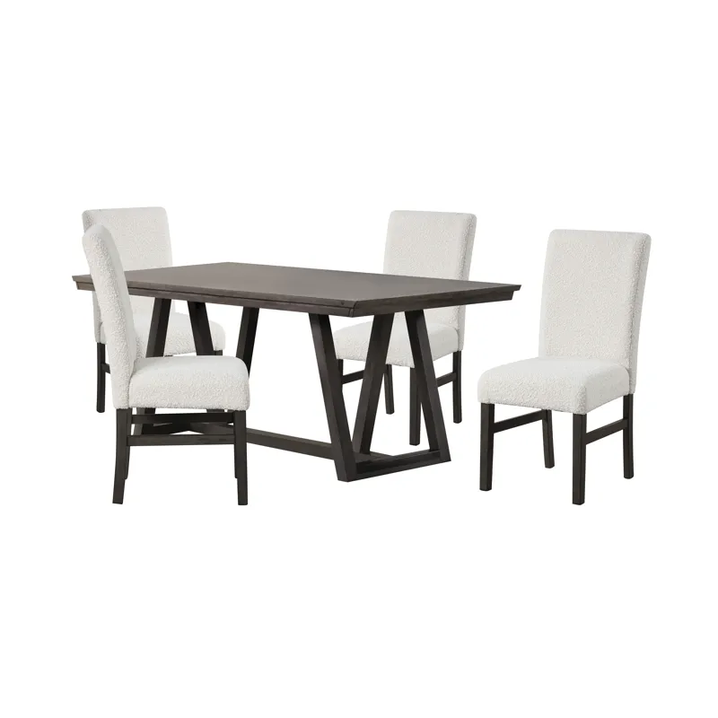 High Line Dining Table And 4 White Chairs
