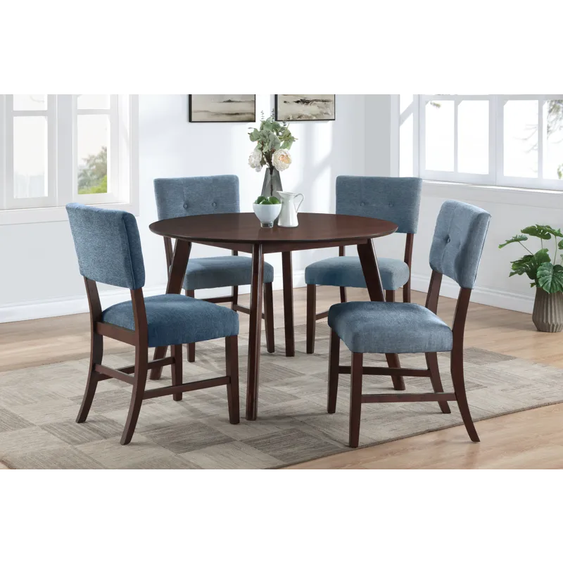 Tioga Dining Table And 4 Blue Chairs