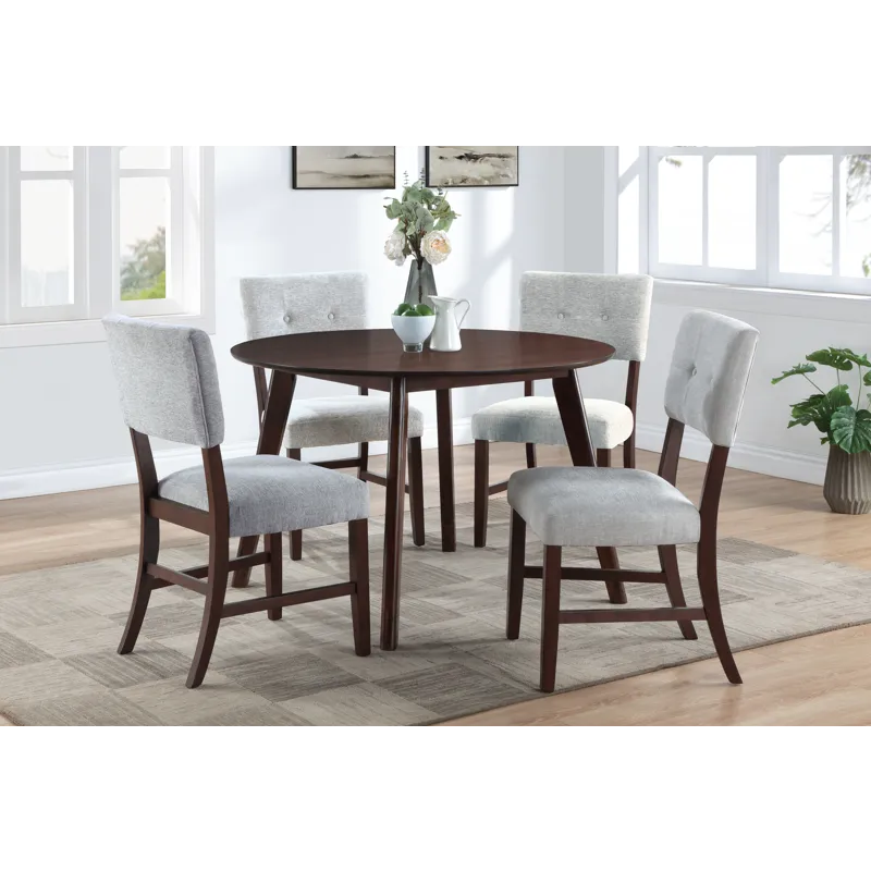 Tioga Dining Table And 4 Gray Chairs