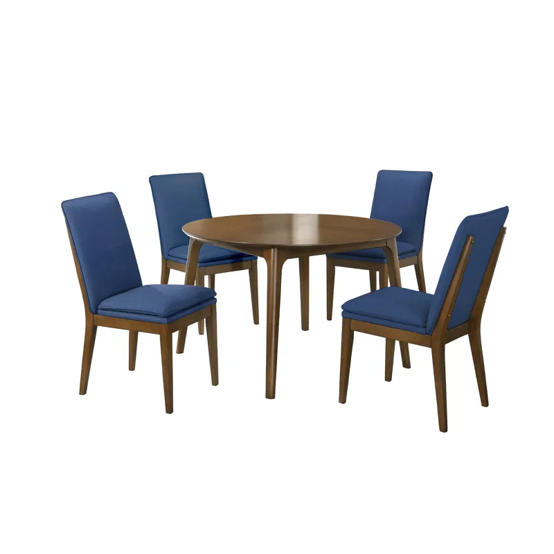 Maggie Round Dining Table 4 Blue Chairs