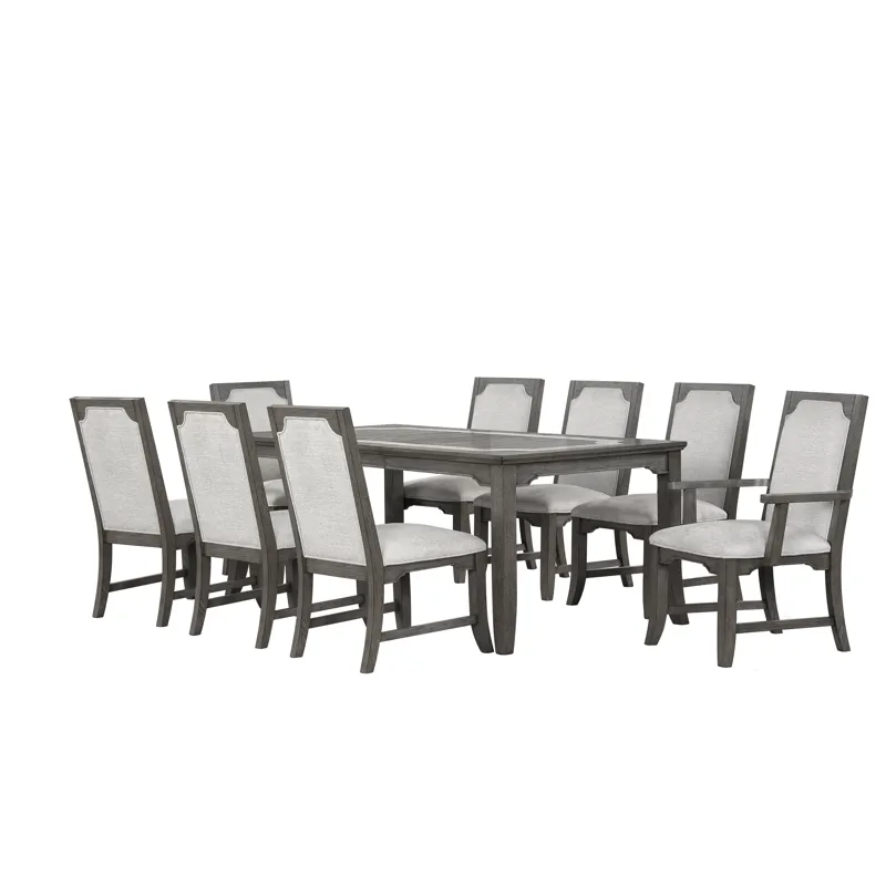 Lisbon Rectangle Dining Table W 4 Chairs & 2 Arms Chairs